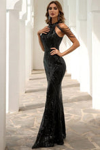 Load image into Gallery viewer, Mermaid High Neck Burgundy Prom Dress with Beading