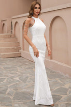 Load image into Gallery viewer, Mermaid High Neck Burgundy Prom Dress with Beading