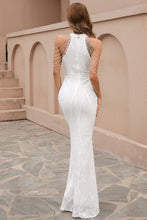 Load image into Gallery viewer, Mermaid High Neck Burgundy Prom Dress with Beading