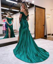 Load image into Gallery viewer, Mermaid Off The Shoulder Court Train Long Dress With Split