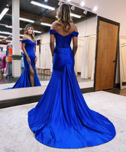 Load image into Gallery viewer, Mermaid Off The Shoulder Court Train Long Dress With Split