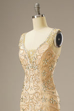 Load image into Gallery viewer, Mermaid Sweep Train Corset Back Long Dress WIth Beading