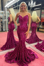 Load image into Gallery viewer, Mermaid Sweetheart Dark Green Sequins Long Prom Dress