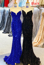 Load image into Gallery viewer, Mermaid Sweetheart Dark Green Sequins Long Prom Dress