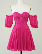 Load image into Gallery viewer, Off The Shoulder Lace And Tulle A-Line Homecoming Dress