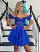 Load image into Gallery viewer, Off The Shoulder Lace And Tulle A-Line Homecoming Dress