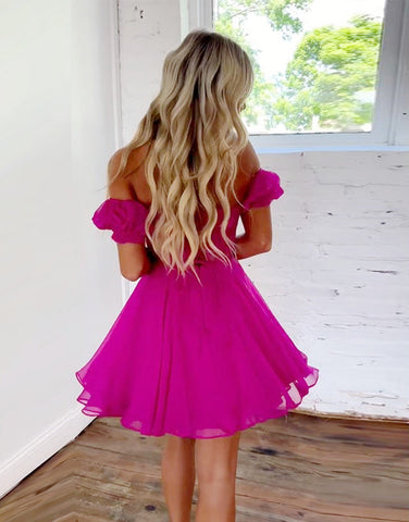 Off The Shoulder Lace And Tulle A-Line Homecoming Dress