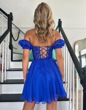 Load image into Gallery viewer, Off The Shoulder Lace And Tulle A-Line Homecoming Dress