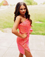 Load image into Gallery viewer, One Shoulder Long Sleeves Short Mini Homecoming Dress