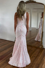Load image into Gallery viewer, Sparkly Sequin One Shoulder Pink Long Mermaid Corset Prom Dress