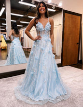 Load image into Gallery viewer, Pretty A-Line Spaghetti Straps Prom Dress With 3D Flowers