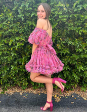Load image into Gallery viewer, Cute A-Line Off The Shoulder Short Tulle Print Homecoming Dress