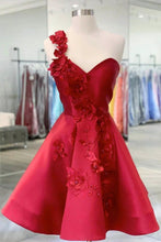 Load image into Gallery viewer, Red A-line One Shoulder Homecoming Dress With Beading