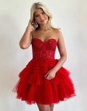 Load image into Gallery viewer, Red Sweetheart A-Line Short Tulle Homecoming Dress
