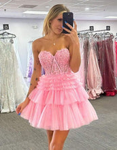 Load image into Gallery viewer, Red Sweetheart A-Line Short Tulle Homecoming Dress