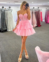 Load image into Gallery viewer, Red Sweetheart A-Line Short Tulle Homecoming Dress