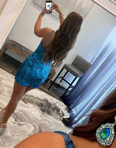 Sparkly One Shoulder Bodycon Sequin Homecoming Dress