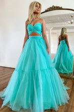 Load image into Gallery viewer, Sweet A-Line Sweetheart Long Tulle Prom Dress With Detachable Sleeves