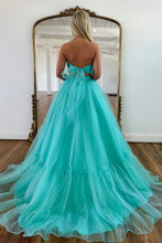 Load image into Gallery viewer, Sweet A-Line Sweetheart Long Tulle Prom Dress With Detachable Sleeves