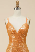 Load image into Gallery viewer, Gorgeous Mermaid V-Neck Sequin Long Prom Dress