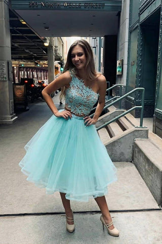 Two-piece One Shoulder Homecoming Dress