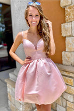 Load image into Gallery viewer, Pink A-line Spaghetti Straps Homecoming Dress With Bowtie