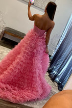 Load image into Gallery viewer, Blue Cute A-Line Sweetheart Long Tiered Tulle Prom Dress With Split