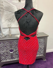 Load image into Gallery viewer, Elegant V-Neck Cross Back Glitter Homecoming Dress
