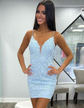 Load image into Gallery viewer, Bodycon Keyhole Back Homecoming Dress With Appliques