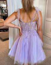 Load image into Gallery viewer, A-Line Tie Straps Short Party Dress With Appliques
