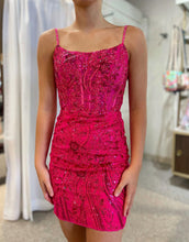 Load image into Gallery viewer, Gorgeous Spaghetti Straps Lace Up Tight Glitter Homecoming Dress
