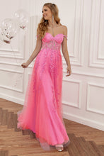 Load image into Gallery viewer, Gorgeous A Line Spaghetti Straps Navy Long Prom Dress with Appliques
