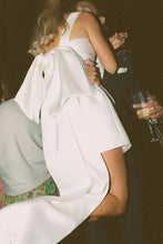 Load image into Gallery viewer, Cute A Line Square Neck White Satin Short Bridal Dress with Bowknot
