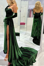 Load image into Gallery viewer, Stylish Mermaid Sweetheart Dark Green Velvet Prom Dress with Split Front