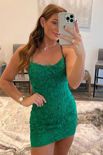 Load image into Gallery viewer, Bodycon Blue Homecoming Dress Lace Up Back Party Dress
