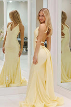 Load image into Gallery viewer, Hot Selling Mermaid Deep V Neck Yellow Long Prom Dress with Split Front
