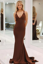 Load image into Gallery viewer, Hot Selling Mermaid Deep V Neck Yellow Long Prom Dress with Split Front
