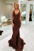 Load image into Gallery viewer, Hot Selling Mermaid Deep V Neck Yellow Long Prom Dress with Split Front
