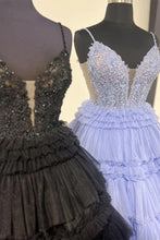 Load image into Gallery viewer, Stunning A-Line Spaghetti Straps Long Tiered Tulle Prom Dress
