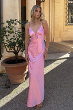 Load image into Gallery viewer, Simple Sheath Spaghetti Straps Pink Long Prom Dress with Keyhole