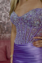 Load image into Gallery viewer, Glitter Red Mermaid Strapless Long Tiered Sequin And Satin Prom Dress
