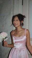 Load image into Gallery viewer, Stylish A Line Spaghetti Straps Pink Long Prom Dress with Lace
