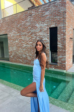 Load image into Gallery viewer, Trendy Sheath Sweetheart Blue Long Prom Dress with Split Front
