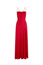 Load image into Gallery viewer, Simple Sheath Spaghetti Straps Pink Long Party Dress with Split Front

