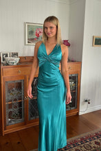 Load image into Gallery viewer, Trendy Sheath Halter Neck Purple Long Party Dress with Open Back Bowknot
