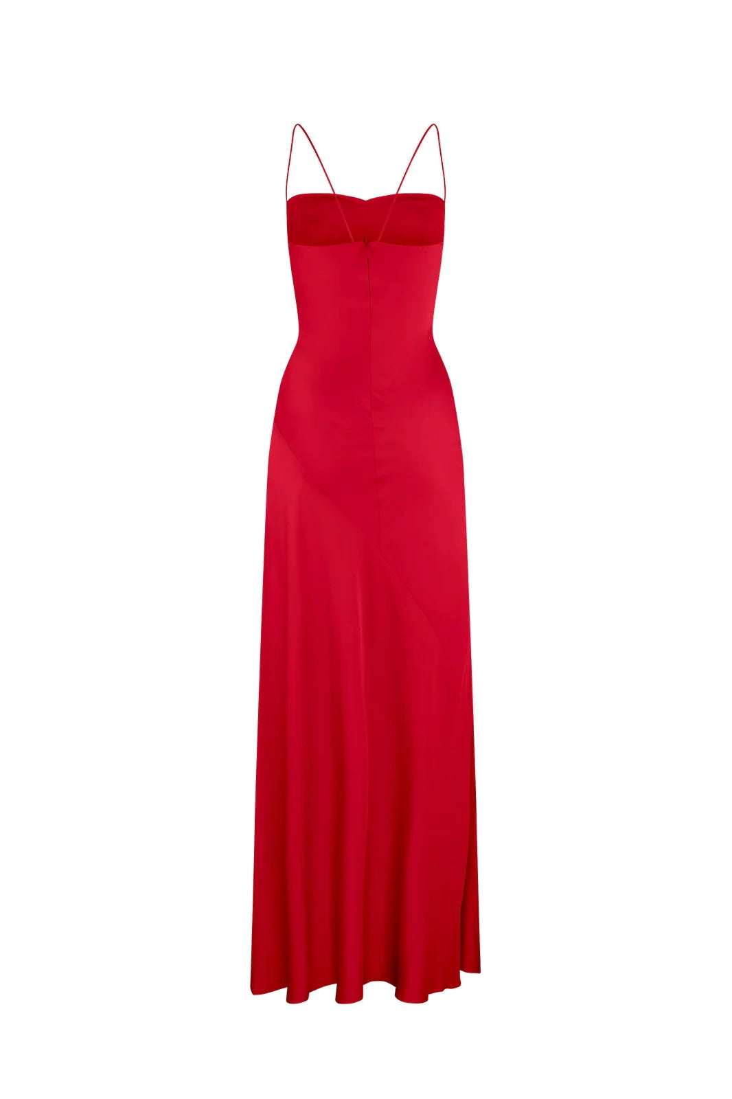 Luuvis Women Red Long Party Dress Simple Sheath Spaghetti Straps Evening  Dress with Split Front