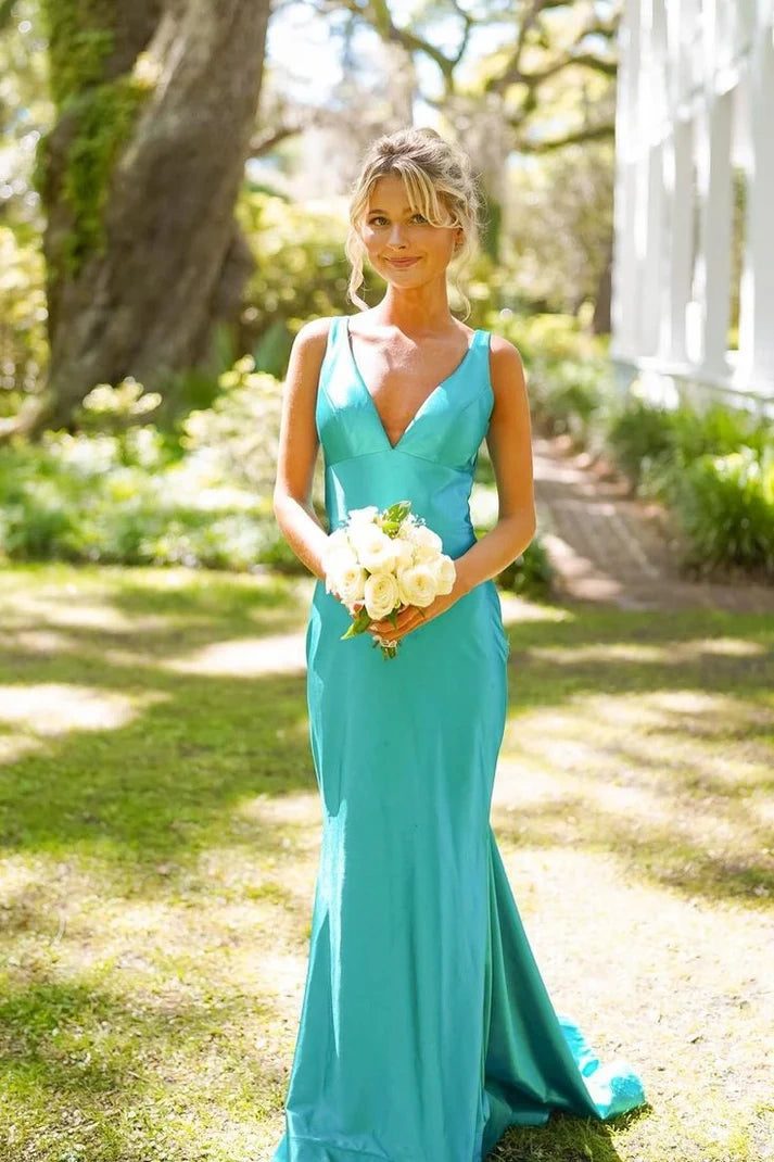 spring green prom dress Zapakasa Women Dark Green Prom Dress with Appliques Mermaid Lace-Up Back Party Dress, Dark Green / US24W