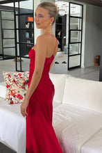 Load image into Gallery viewer, Simple Sheath Spaghetti Straps Pink Long Party Dress with Split Front
