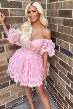 Load image into Gallery viewer, Gorgeous A Line Off the Shoulder Royal Blue Cortset Homecoming Dress
