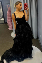 Load image into Gallery viewer, Princess A Line Sweetheart Silver Corset Prom Dress with Lace Ruffles
